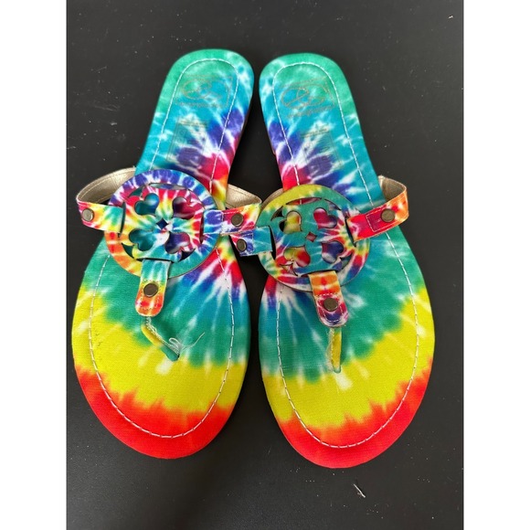 Everglades Shoes - Everglades Rainbow Patterned Flip Flops in 10 NWOB